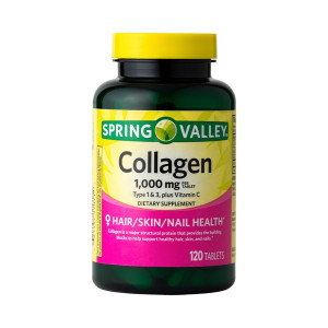 Colágeno Tips I e III + Vitamina C, 1000mg, Spring Valley, 120 Tbs