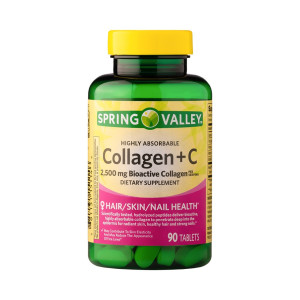 Colágeno 2500mg + Vitamina C Spring Valley 90 Tbs