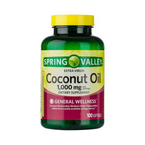 Óleo de Coco (Coconut Oil) 1000mg, Spring Valley, 100 Softgels